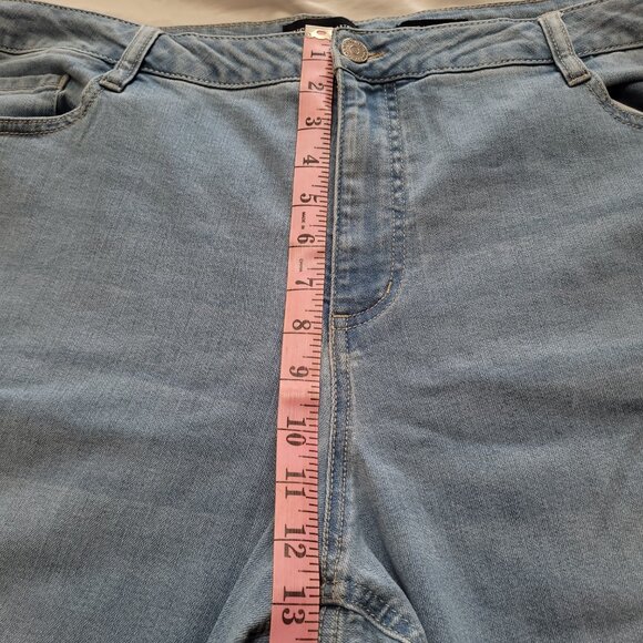 Susan Graver Regular Relaxed Straight Leg Denim Wide Cuff Pockets Light Wash 24W - Picture 8 of 12